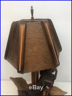 Rare Vintage Hand Carved Wooden Nautical Anchor & Chain Lamp Light