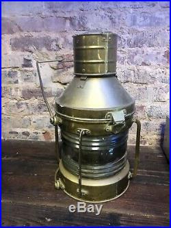 Rare Vintage Nautical ANCHOR Copper Ship Lantern Light LARGE Oil