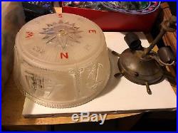 Rare Vintage Nautical Ceiling Light Fixture Compass Ship Lighthouse Anchor
