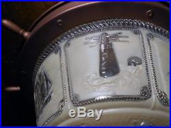 Rare Vintage Nautical Glass Ceiling Light Fixture Compass Ship Lighthouse Anchor