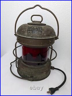 Rare Vintage Nippon Sento Red Light 583 Copper Brass Electric Maritime Lamp 17