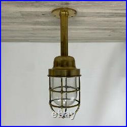 Reclaimed Polished Brass Ceiling Light Clear Globe