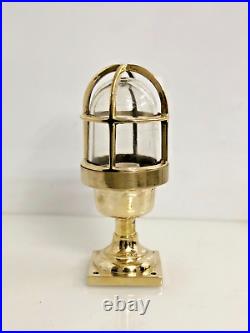 Reclaimed Ship Original Wiska Post Mounted Brass Bulkhead Ceiling Nautical Light