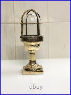 Reclaimed Ship Original Wiska Post Mounted Brass Bulkhead Ceiling Nautical Light