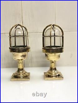 Reclaimed Ship Original Wiska Post Mounted Brass Bulkhead Ceiling Nautical Light