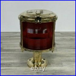 Red Lens Neon Vrsar Brass Post Mounted Navigation Light