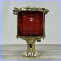 Red Lens Neon Vrsar Brass Post Mounted Navigation Light
