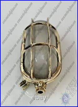 Retro Industrial Vintage Bulkhead Marine Brass Cover Light Fixture White Glass