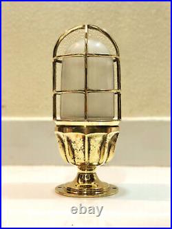 Retro Style Vintage Marine Solid Brass Bulkhead Ceiling Light with White Glass