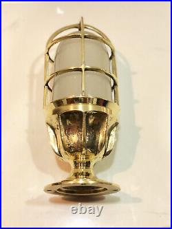 Retro Style Vintage Marine Solid Brass Bulkhead Ceiling Light with White Glass