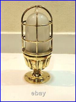 Retro Style Vintage Marine Solid Brass Bulkhead Ceiling Light with White Glass