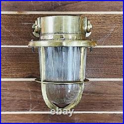 Ribbed Glass Salvaged Brass Wall Sconce