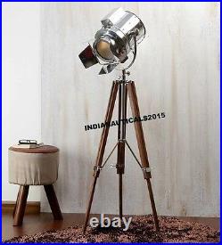 Royal Vintage Designer Chrome Nautical Spot Light Tripod Floor Lamp Home Decor