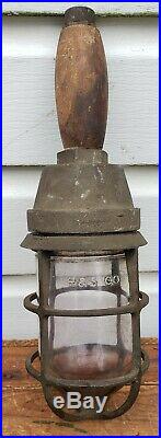 Russell Stoll Brass Trouble Cage Light Industrial Work Drop Lamp Steampunk VTG