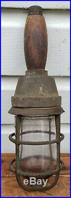 Russell Stoll Brass Trouble Cage Light Industrial Work Drop Lamp Steampunk VTG