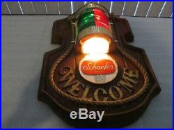 Schaefer Beer Lighted sign NAUTICAL RED&GREEN WELCOME vintage RARE