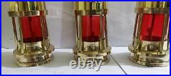 Set Of 3 Antique Brass Minor Lamp Vintage Nautical Ship Boat Light Lantern Decor