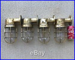 Set Of 4 Vintage Brass Nautical Wall Lights