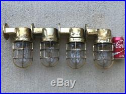 Set Of 4 Vintage Brass Nautical Wall Lights