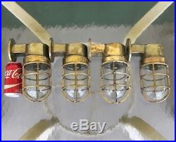 Set Of 4 Vintage Marine Brass Wall Mounted Ship's Bulkhead Lights