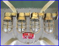 Set Of 4 Vintage Marine Brass Wall Mounted Ship's Bulkhead Lights