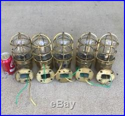 Set Of 5 Vintage Brass Nautical Wall Sconce Lights