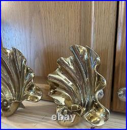 Set Of Vintage MCM Brass Shell Candle Sconces