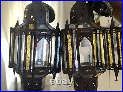 Set of 2 Handcrafted Moroccan Antique Light Fixtures 70's Antique Vintage