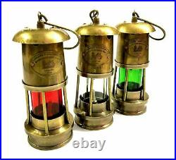Set of 3 Antique Brass Minor Lamp Vintage Nautical Ship Boat Light Lantern Decor