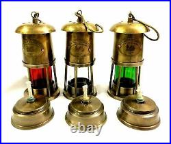 Set of 3 Brass Minor Lamp Nautical Vintage Ship Boat Light Lantern Decor