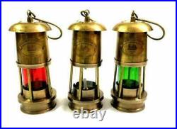 Set of 3 antique brass minor lamp vintage nautical ship boat light lantern décor