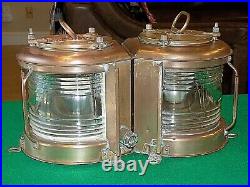 Set of TWO Large Vintage Brass Maritime Nautical Masthead Lights by Nippon Sento