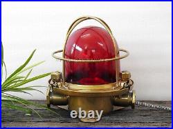 Ship Salvaged Old Brass Finish Vintage Indoor/Outdoor Ceiling Deck Light Russian