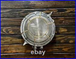 Ship Salvaged Original Ship Aluminum Vintage Old Ship Deck Light With Brass Cage