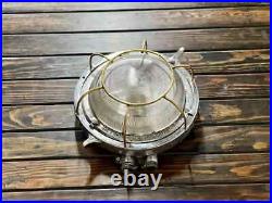 Ship Salvaged Original Ship Aluminum Vintage Old Ship Deck Light With Brass Cage