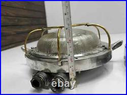 Ship Salvaged Original Ship Aluminum Vintage Old Ship Deck Light With Brass Cage