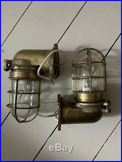Ships Brass Deck Engine Bulkhead Cage Vintage Light Nautical Maritime Marine