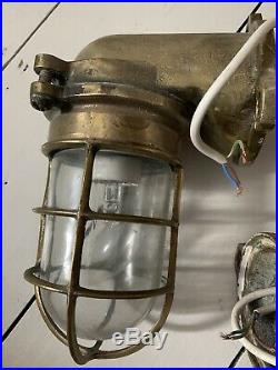 Ships Brass Deck Engine Bulkhead Cage Vintage Light Nautical Maritime Marine