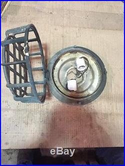 Simes CO NY Brass Industrial Light Cage Fixture Vintage Antique Sims Ship Prison