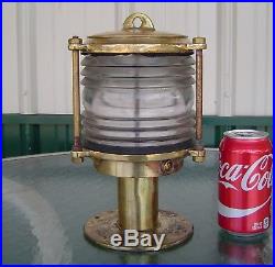 Small 10 Inch Vintage Nautical Post Mounted Light With Fresnel Lens