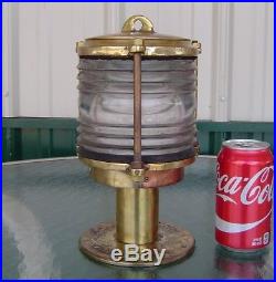 Small 10 Inch Vintage Nautical Post Mounted Light With Fresnel Lens