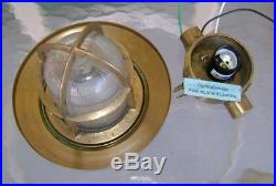 Small Vintage Brass Ceiling Light With Deflector Cover