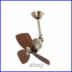 Small ceiling fan with wall control Vedra antique gold & walnut décor 46 cm