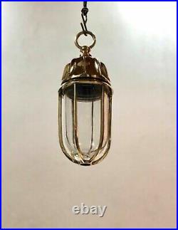 Solid Brass Hanging Cargo Pendant Bulkhead Light Nautical Style 2 Piece