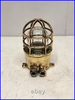 Solid Brass Metal Marine Vintage Bulkhead Wall Ceiling Light Fixture Lot of 2