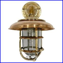 Solid Brass Nautical Sconce with Copper Shield