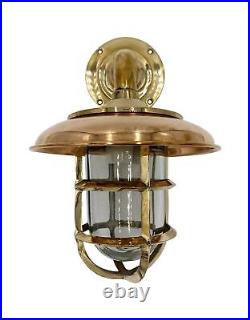 Solid Brass Nautical Sconce with Copper Shield