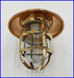 Solid Brass Nautical Sconce with Copper Shield