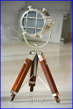 Theater Spot Light With Wooden Tripod Lighting Floor Vintage Lamp HANDMADE GIFTS