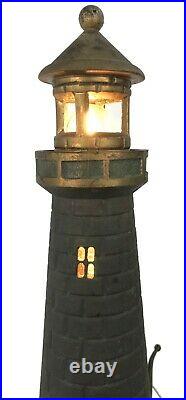 Unique Vintage Cast Bronze Brass Lighthouse Table Lamp / Night Light 16 1/2